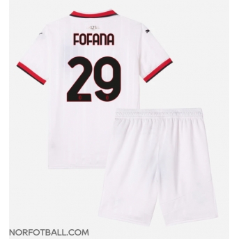 Billige Fotballdrakt AC Milan Youssouf Fofana #29 Replika Bortedraktsett Barn 2024-25 Kortermet (med bukser)